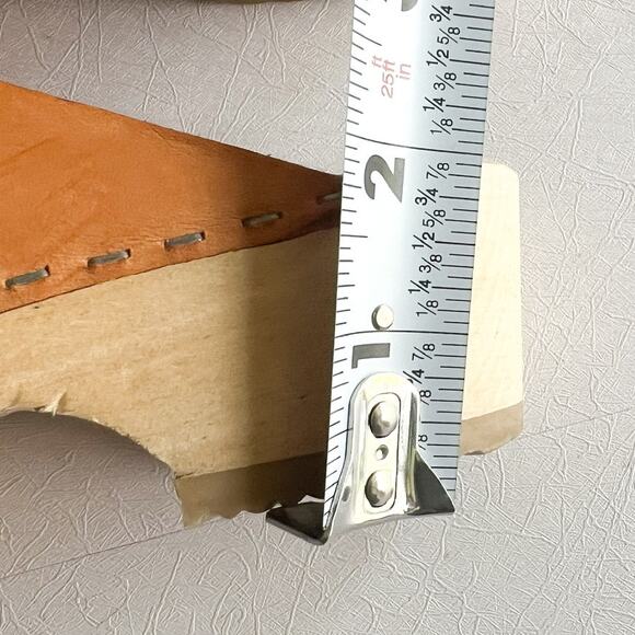 Swedish Hasbeens Tan Leather Closed Toe Slip On Wooden Husband Mule Clogs Sz 36 - Picture 11 of 11